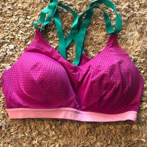 Victorias Secret Strappy Sports Bra VSX Sport - Purple/Teal Sz 36C